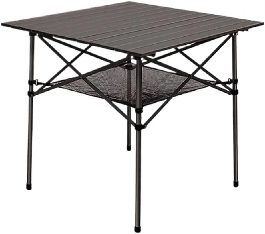 Portable Beach Table Outdoor Folding Table Lightweight Compact Aluminum Camping Table Roll Up Portable Camp Square Tables Folding Camping Table, 70*70*69cm