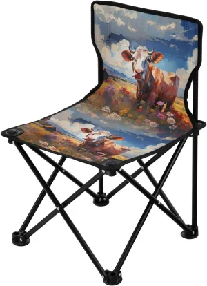 Portable Camping Folding Chairs Foldable Chair Small Cow Cattle 2 Lightweight Backpacking Outdoor Outside Fishing