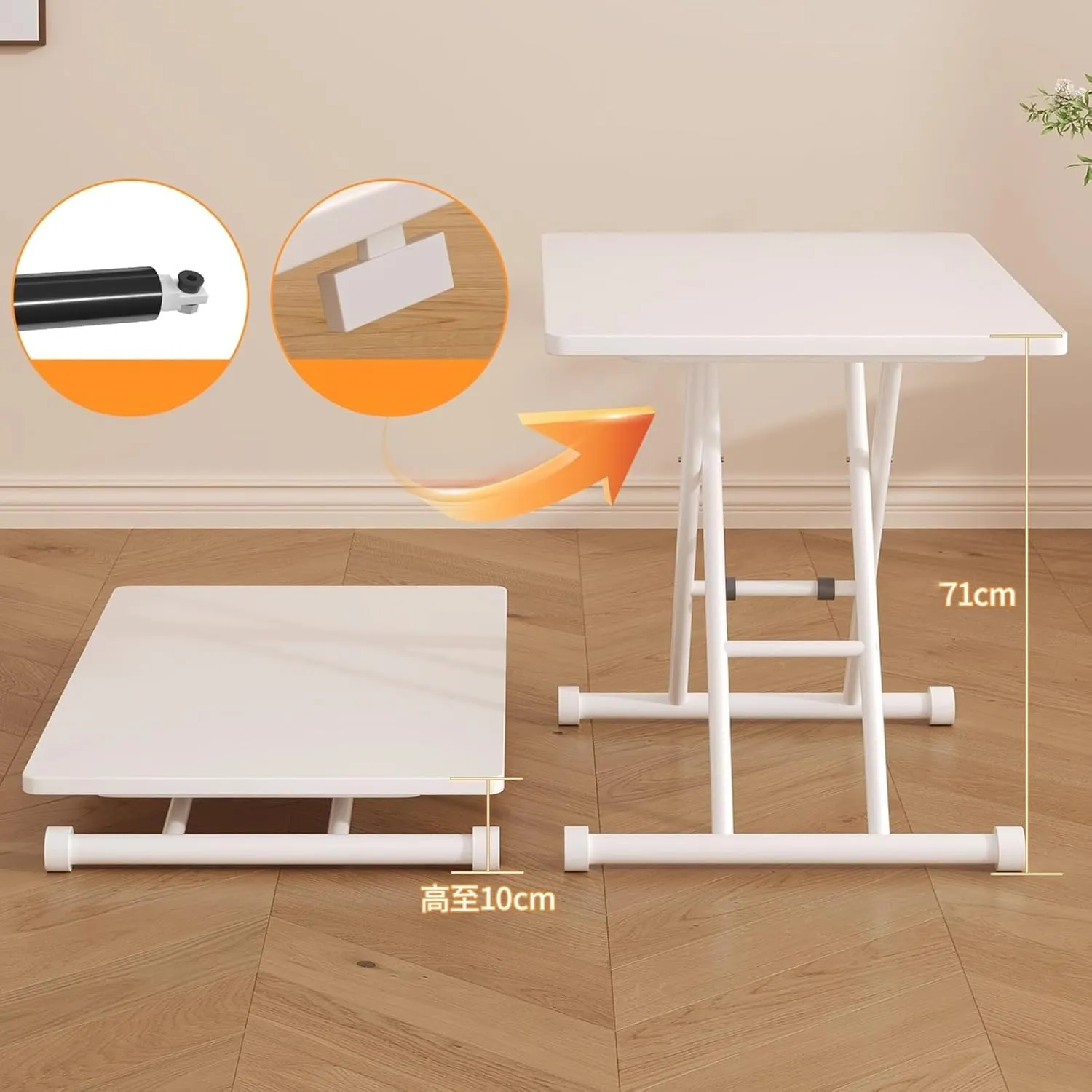 Portable Camping Side Table, Adjustable Height Folding Table, Lightweight Beach Tables, Steel Bracket Roll-up Tables for Outdoor, Picnic, BBQ, Cooking(Black,100x60cm)