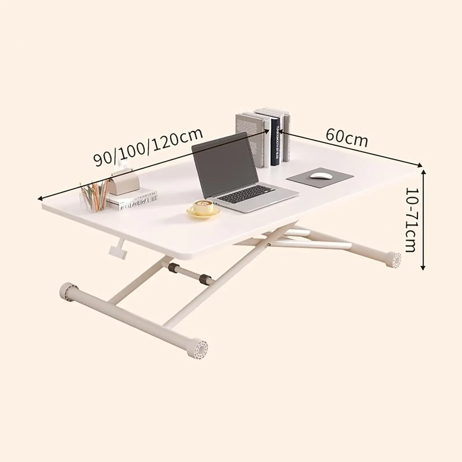 Portable Camping Side Table, Adjustable Height Folding Table, Lightweight Beach Tables, Steel Bracket Roll-up Tables for Outdoor, Picnic, BBQ, Cooking(Black,100x60cm)