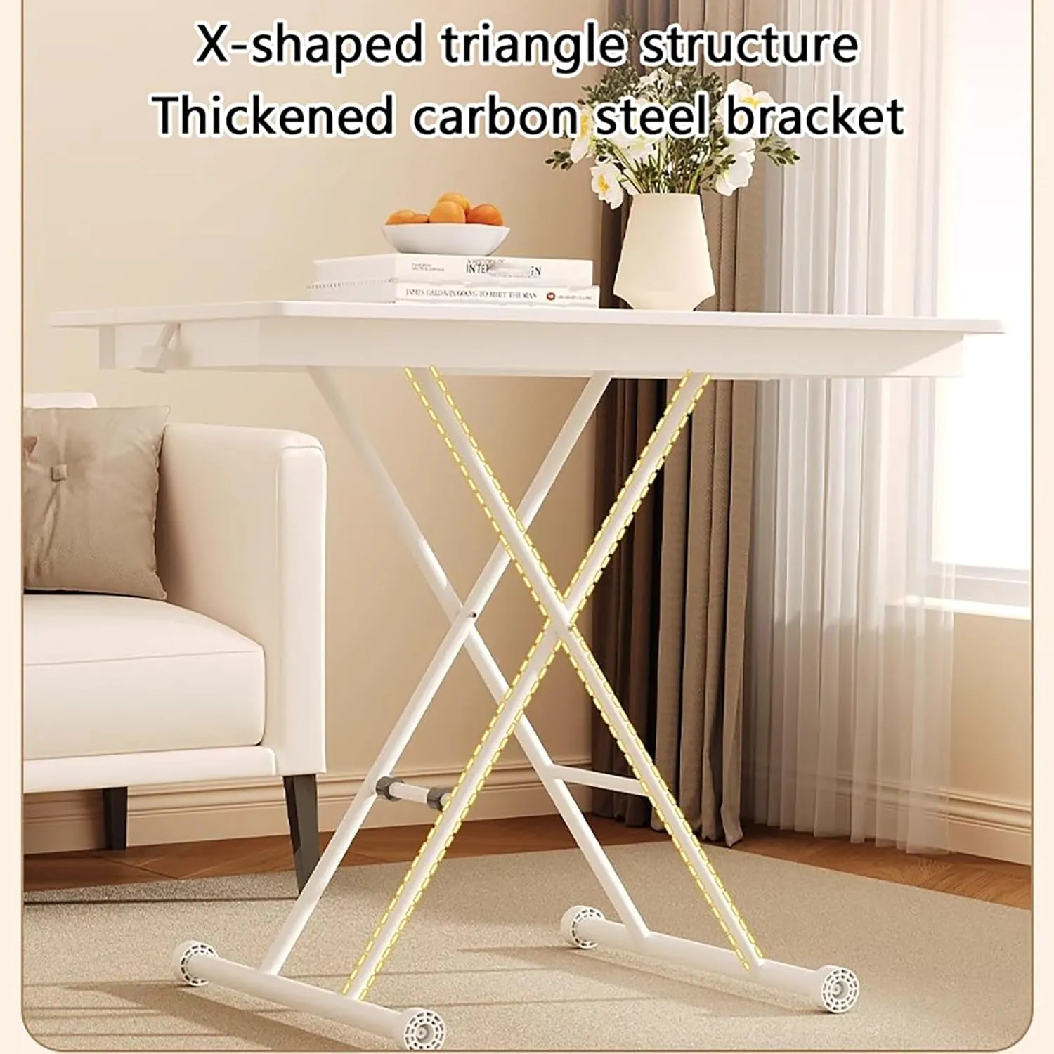 Portable Camping Side Table, Adjustable Height Folding Table, Lightweight Beach Tables, Steel Bracket Roll-up Tables for Outdoor, Picnic, BBQ, Cooking(Black,100x60cm)