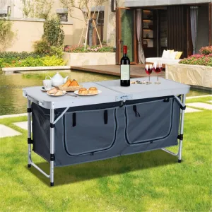 Portable Camping Table, Outdoor Tables Foldable Picnic Table, Lightweight Tables for Outside,Camping Kitchen Table, Folding Table Foldable Picnic Table Adjustable Portable Camp Kitchen with Storage