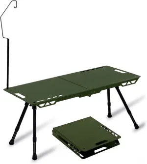 Portable Camping Tables, Folding Table with Hook, Portable Aluminum Table, Adjustable, Camp Table for Sand/Picnic/Fishing/Hiking (Color : Green-B)
