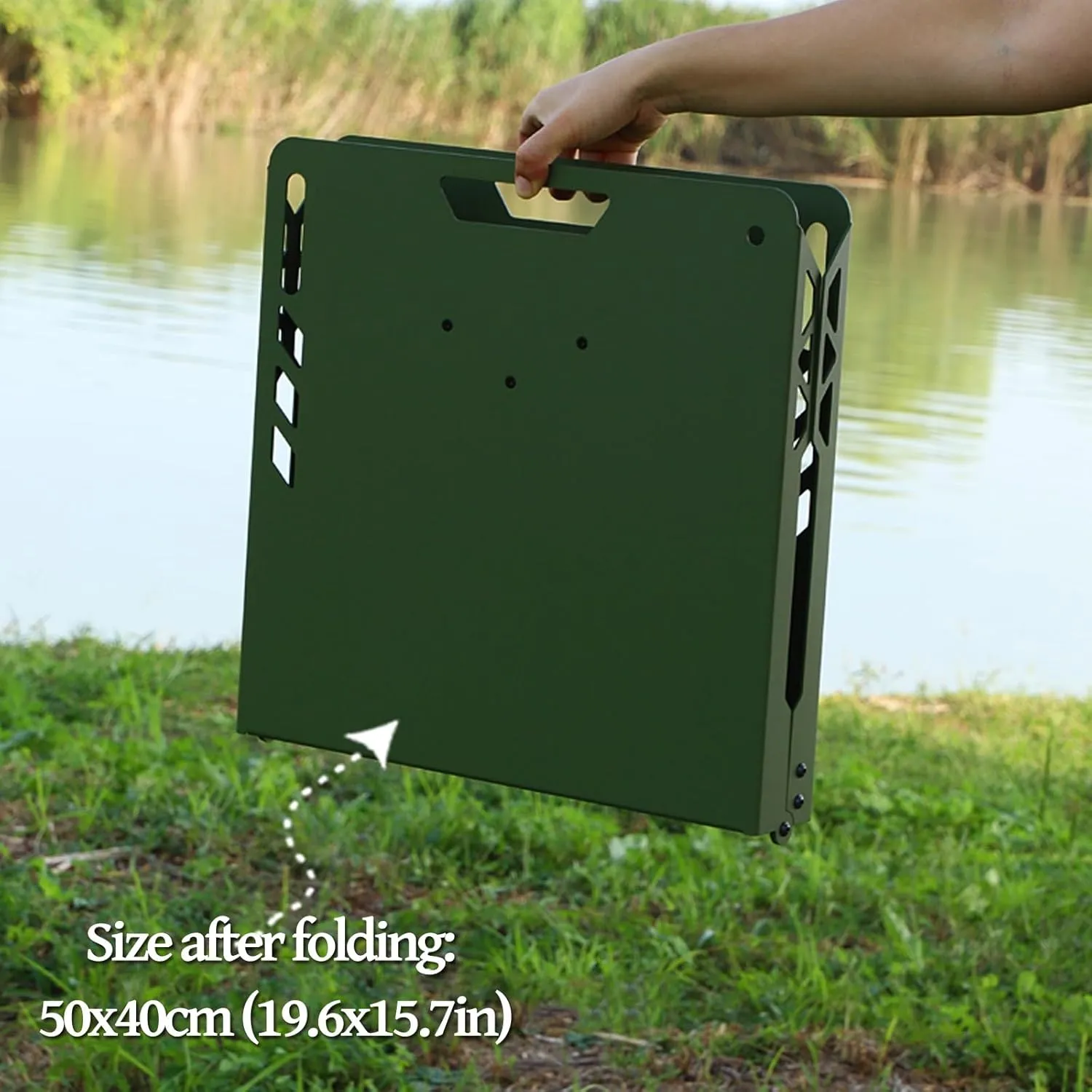 Portable Camping Tables, Folding Table with Hook, Portable Aluminum Table, Adjustable, Camp Table for Sand/Picnic/Fishing/Hiking (Color : Green-B)