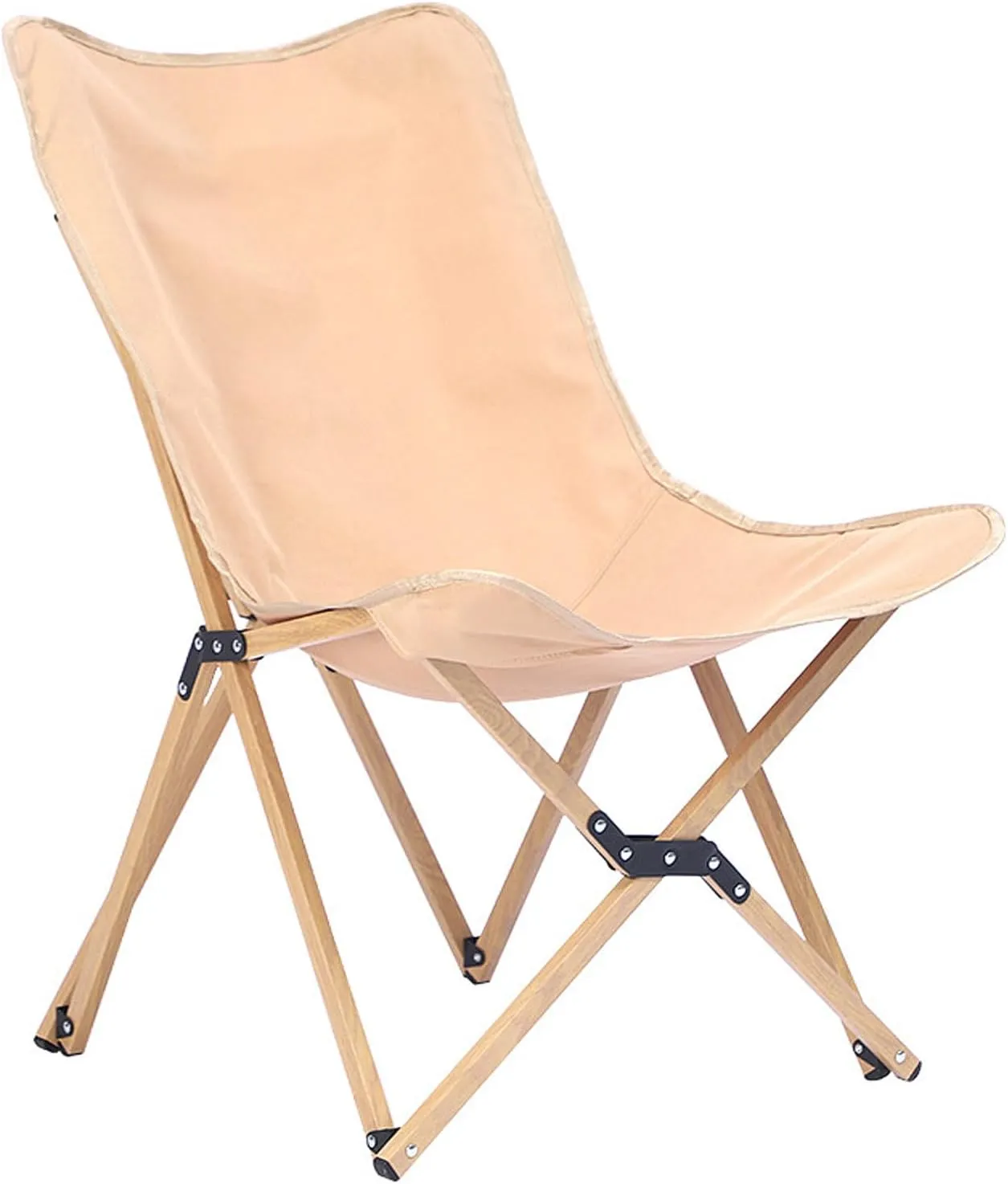 Portable Folding Camping Chair Wood Grain Butterfly Chair Lightweight Wide Seat Comfortable Soft Padded Oxford Fabric for Beach Fishing Picnic Garden