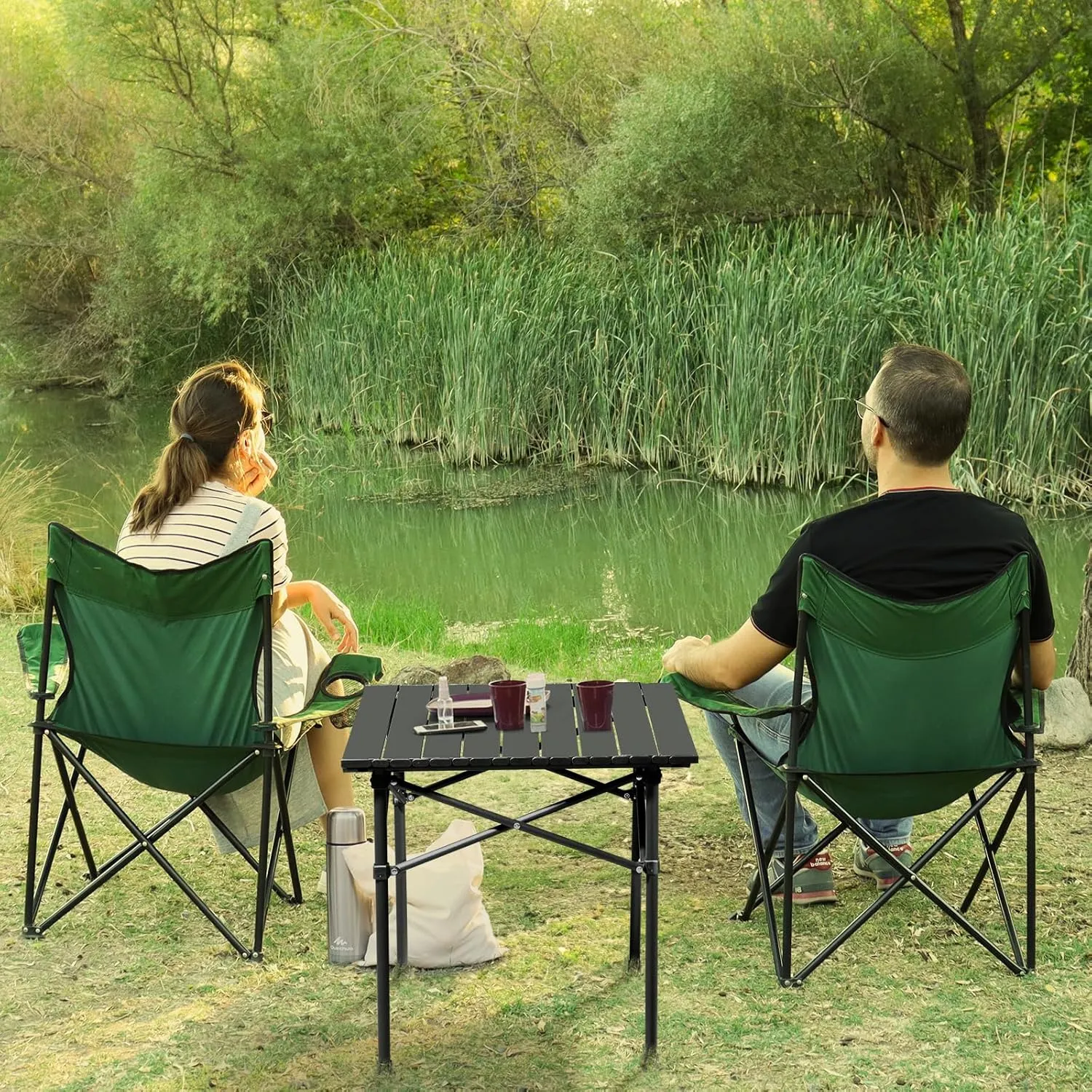 Portable Folding Camping Table, Aluminum Roll Up Camping Table Lightweight Portable Picnic Table Outdoor Folding Table with Easy Carrying Bag for Travel, Beach, Backyard, BBQ, Party (A-20”)
