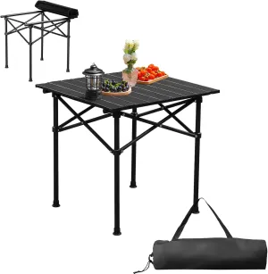 Portable Folding Camping Table, Aluminum Roll Up Camping Table Lightweight Portable Picnic Table Outdoor Folding Table with Easy Carrying Bag for Travel, Beach, Backyard, BBQ, Party (A-20”)