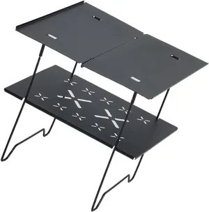 Portable Folding Camping Table with Double Layer and Aluminum Top, Light Weight Outdoor Picnics Desk Folding Camp Table