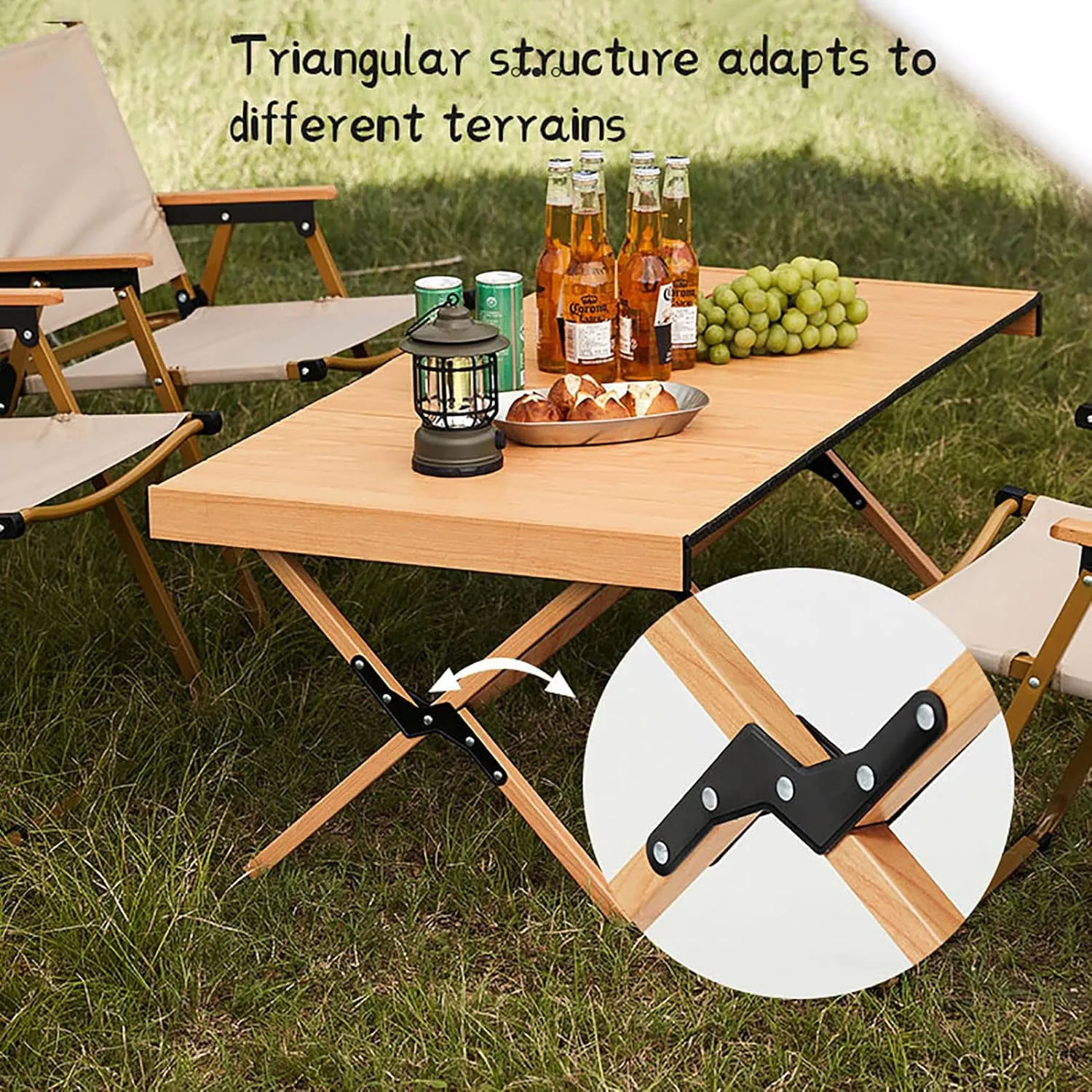 Portable Folding Camping Table,Ultralight Wooden Picnic Travel Table with Carry Bag Roll-up Table for Beach, Picnics,Cooking,A,90x60x44cm