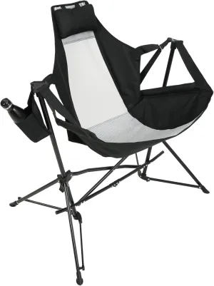 Portable Hammock Camping Chair for Relaxation, Adjustable Back and Pillow, Lightweight and Compact Design for Any Outdoor Adventure, Black