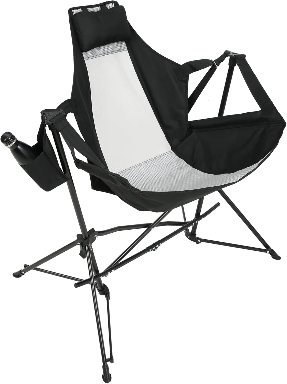 Portable Hammock Camping Chair for Relaxation, Adjustable Back and Pillow, Lightweight and Compact Design for Any Outdoor Adventure, Black