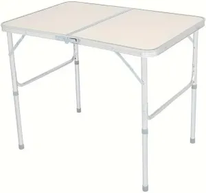 Portable Lightweight Aluminum Folding Table for Outdoor Activities, Adjustable Heights, for Camping and Picnics, Beige and Silver Gray