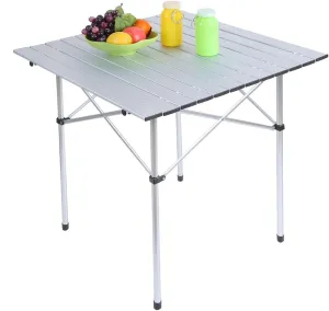 Portable Outdoor Folding Table, Aluminum Camping Table Desk with Bag (Silver)