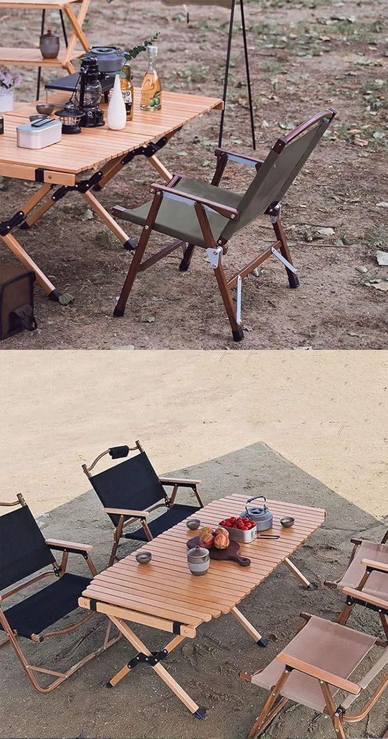 Portable Picnic Table, Folding Wooden Camping Table with Bag,Camping Barbecue Self Driving Picnic Table for Outdoor& Indoor, Beach, Patio, Yard (B 120x59.5x45cm)
