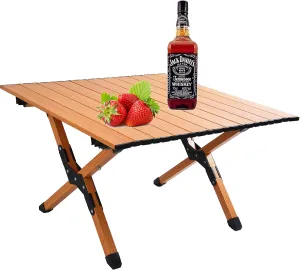 Portable Picnic Table, Rollable Aluminum Alloy Top with Folding Solid X-Shaped Frame, Lightweight, Compact Design