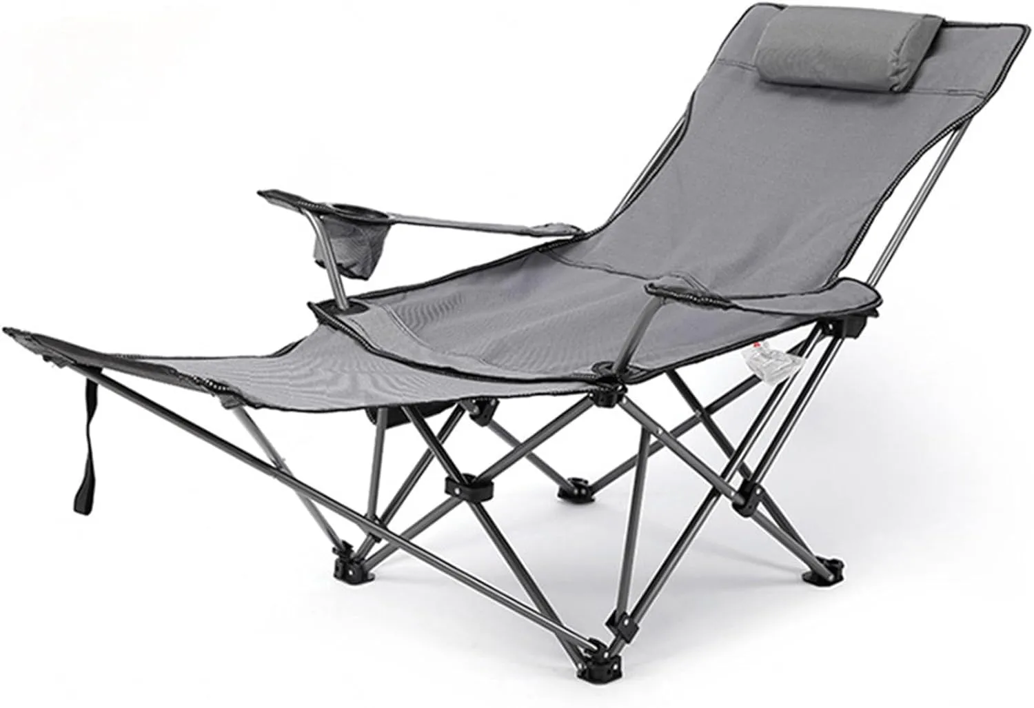 Portable Reclining Camping Chair with Cup HolderDetachable Footrest Folding Recliner Outdoor Lightweight Lawn Chairs for Travel Outside Camp Beach Fishing Sports,B