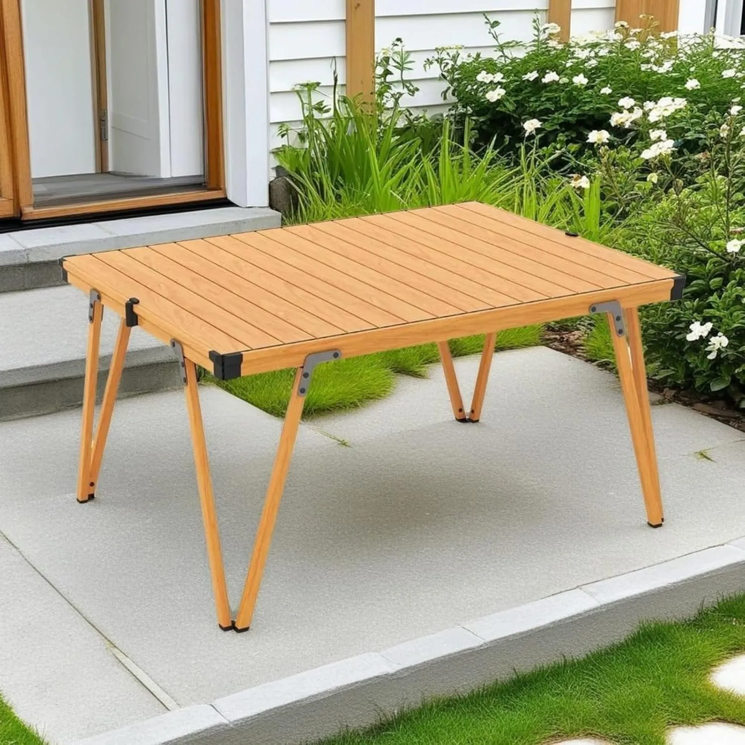 Portable Small Camping Table, Ultralight Aluminum Camp Table with Carry Bag, Folding Compact Tables for Camping Hiking Backpacking Outdoor Picnic, Brown