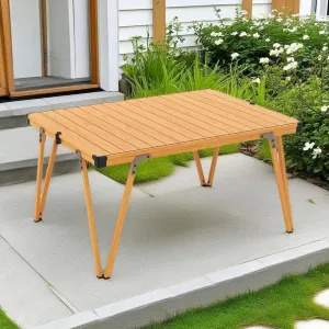 Portable Small Camping Table, Ultralight Aluminum Camp Table with Carry Bag, Folding Compact Tables for Camping Hiking Backpacking Outdoor Picnic, Brown