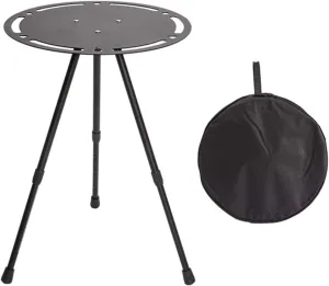 Portable Small Folding Round Table Adjustable Height Aluminum Alloy Table for Camping Picnics and Self-Driving Tours