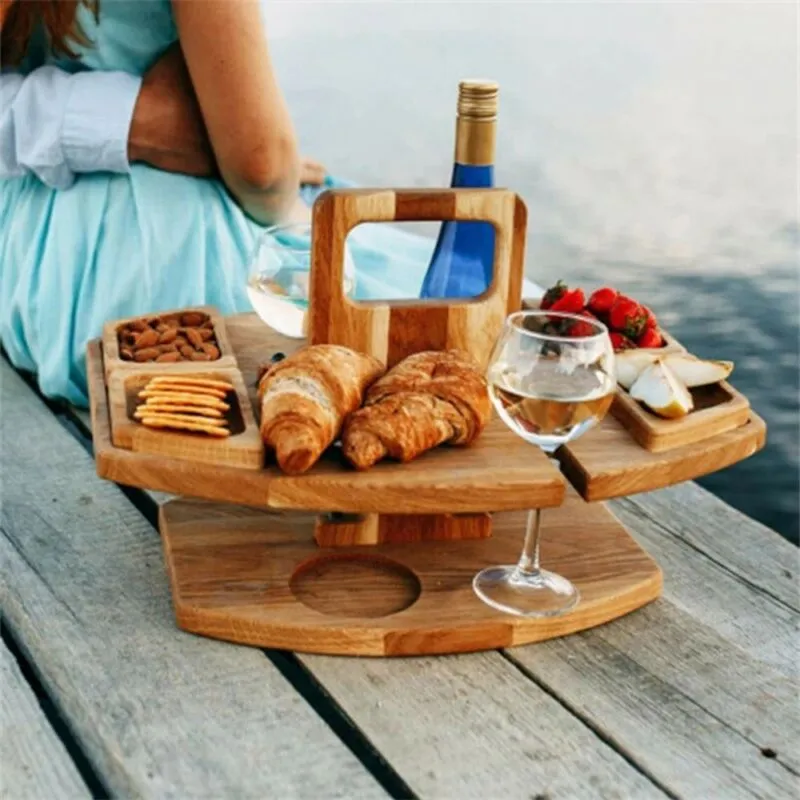 Portable Wooden Folding Picnic Table - 2-in-1