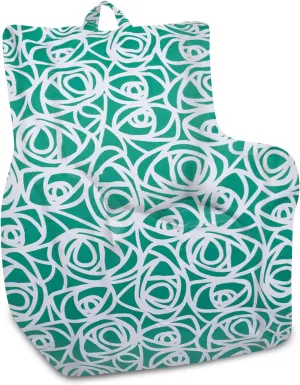 Posh Creations Bean Bag Chair Structured Seat for Toddlers and Kids, Comfy Chair for Gaming, Reading, and Watching TV for Children, Pasadena Chair, Canvas - Roses Mint