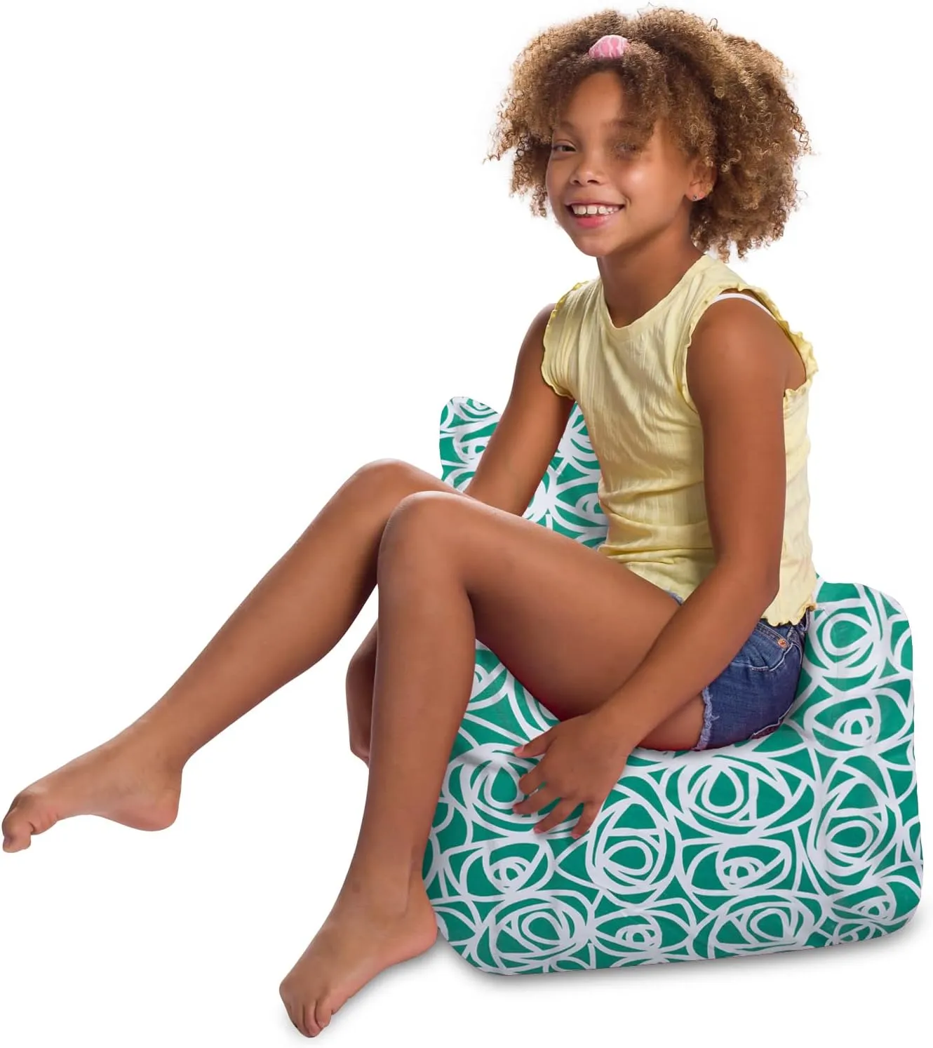 Posh Creations Bean Bag Chair Structured Seat for Toddlers and Kids, Comfy Chair for Gaming, Reading, and Watching TV for Children, Pasadena Chair, Canvas - Roses Mint