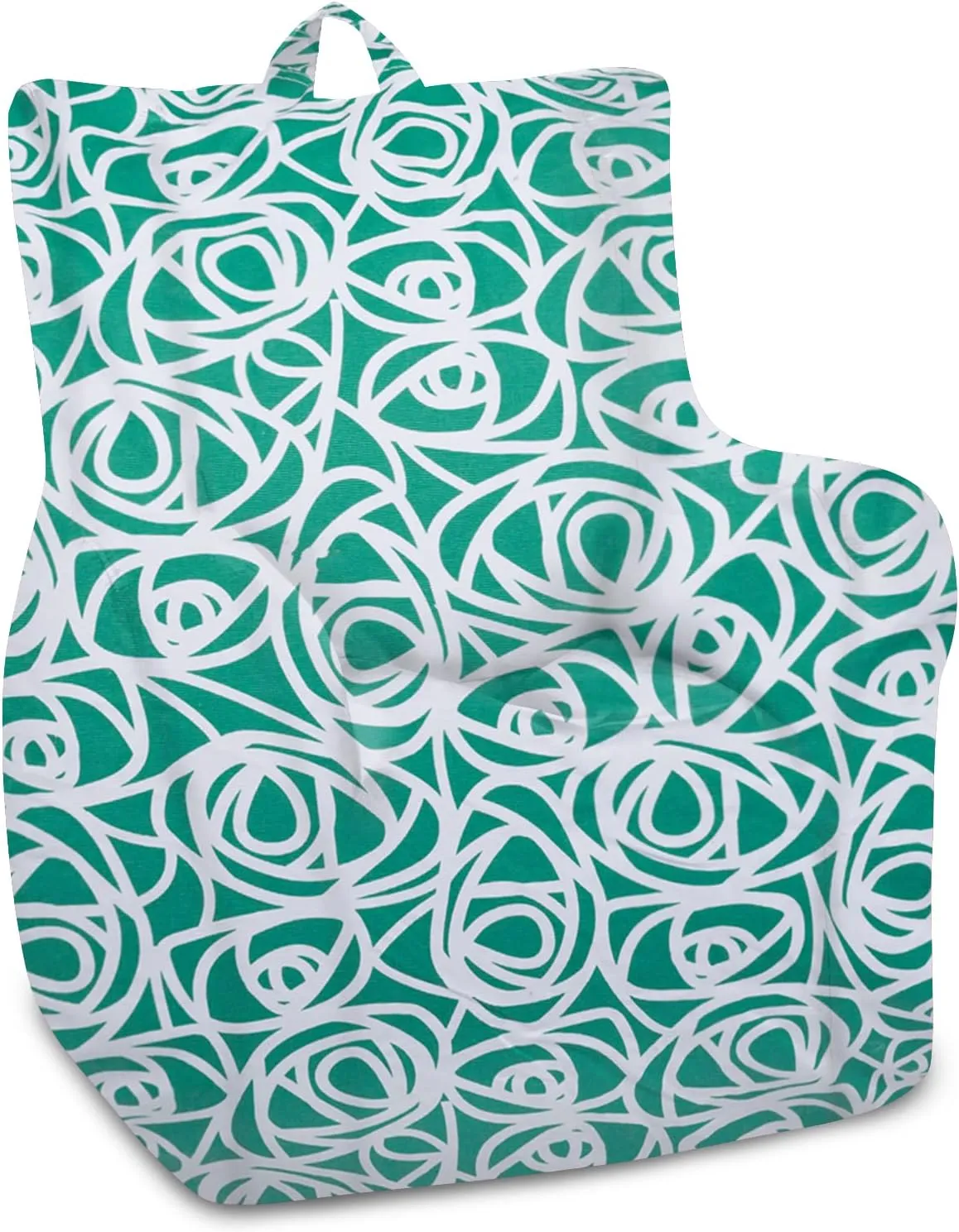 Posh Creations Bean Bag Chair Structured Seat for Toddlers and Kids, Comfy Chair for Gaming, Reading, and Watching TV for Children, Pasadena Chair, Canvas - Roses Mint