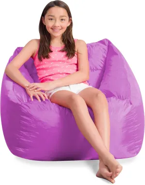 Posh Creations Coronado Bean Bag Boys and Girls Large Chair for Kids, for Gaming and Playrooms, Soft Nylon-Purple, Large Bean Bag