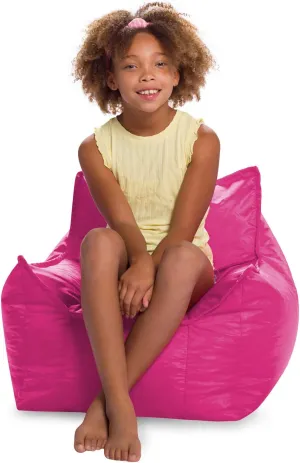 Posh Creations Newport Bean Bag, Relaxing Chair for Kids Use for Gaming, Reading and Watching TV, Medium, Soft Nylon - Pink