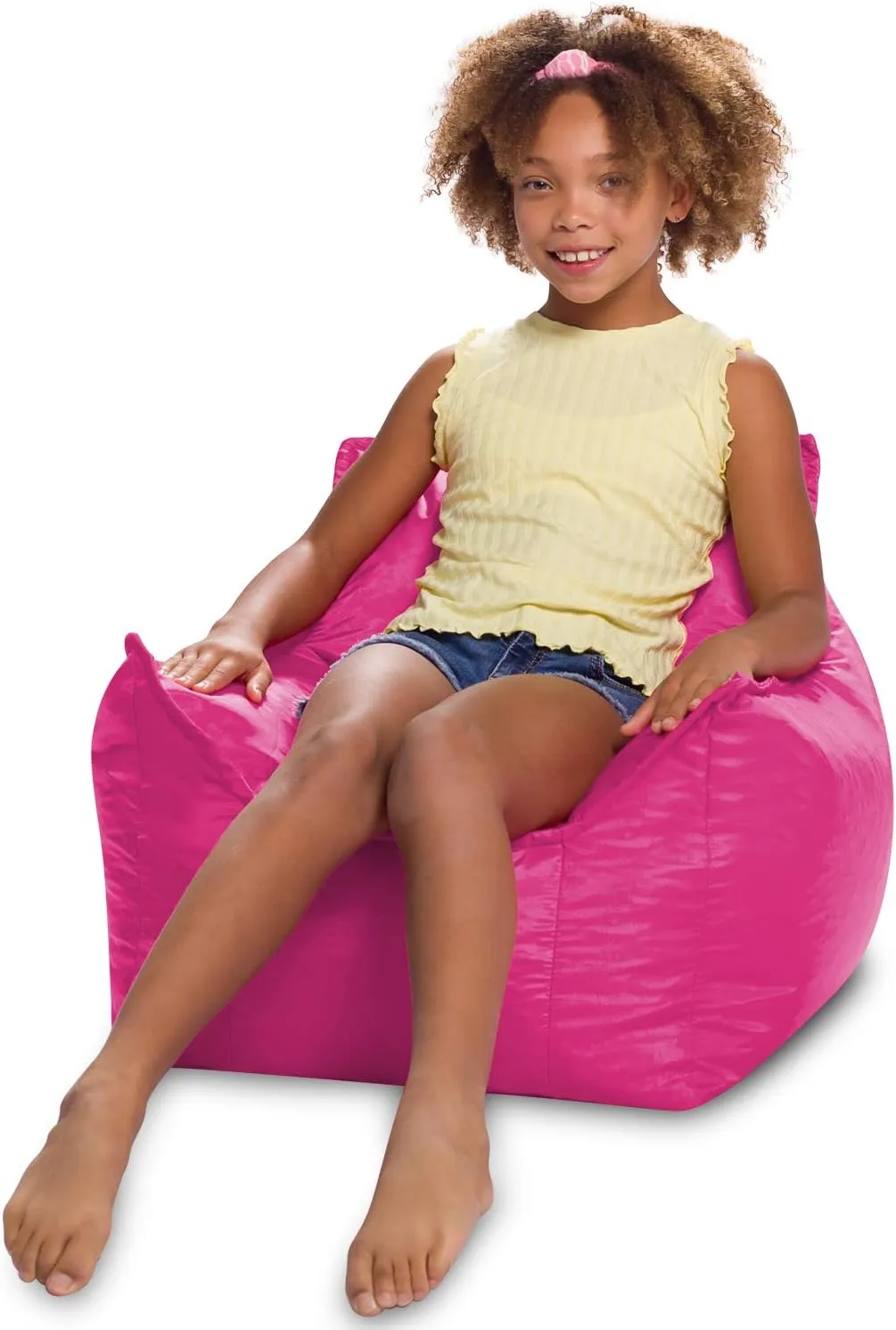 Posh Creations Newport Bean Bag, Relaxing Chair for Kids Use for Gaming, Reading and Watching TV, Medium, Soft Nylon - Pink