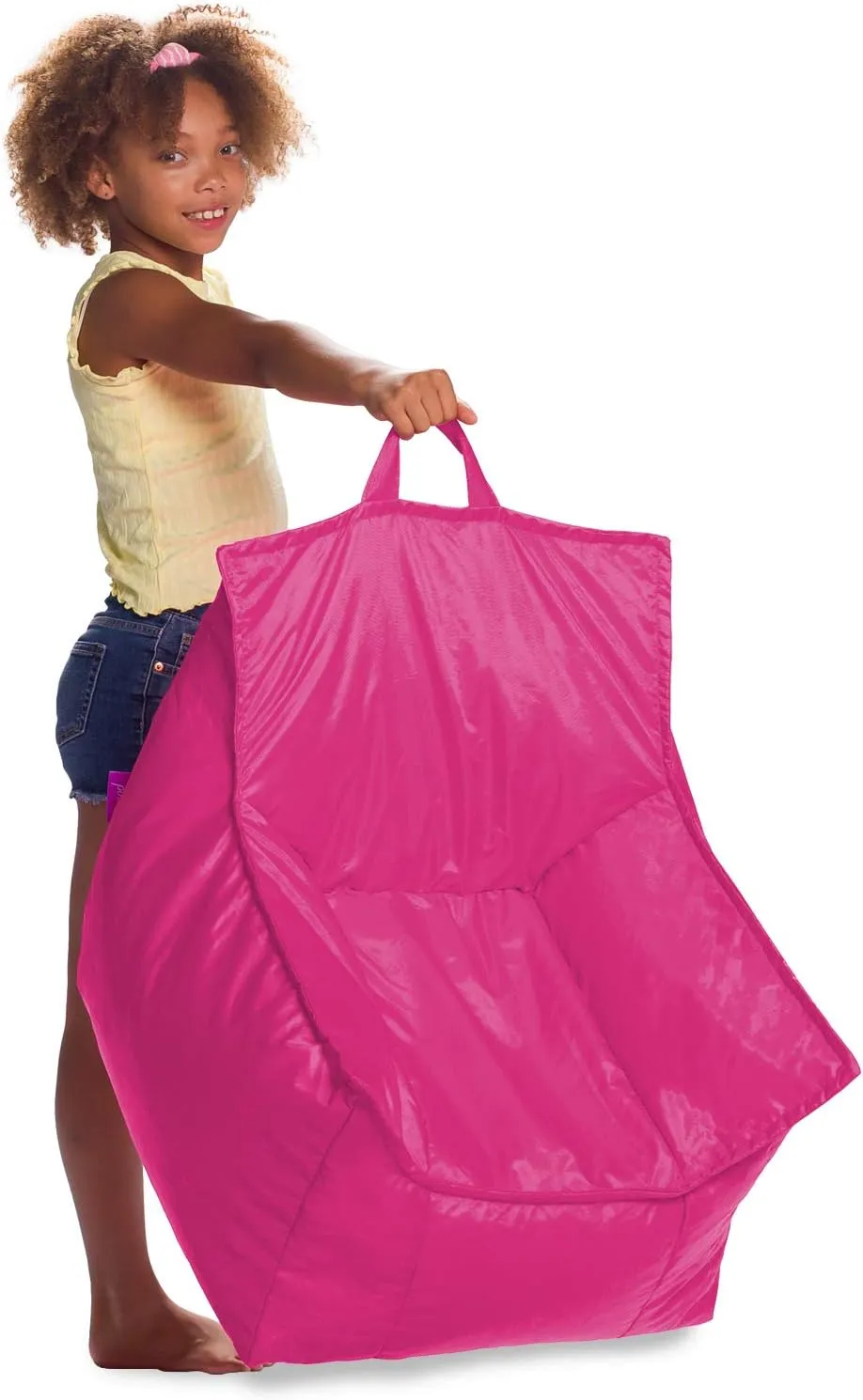 Posh Creations Newport Bean Bag, Relaxing Chair for Kids Use for Gaming, Reading and Watching TV, Medium, Soft Nylon - Pink