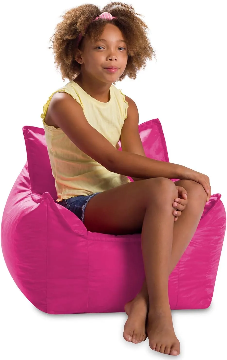 Posh Creations Newport Bean Bag, Relaxing Chair for Kids Use for Gaming, Reading and Watching TV, Medium, Soft Nylon - Pink
