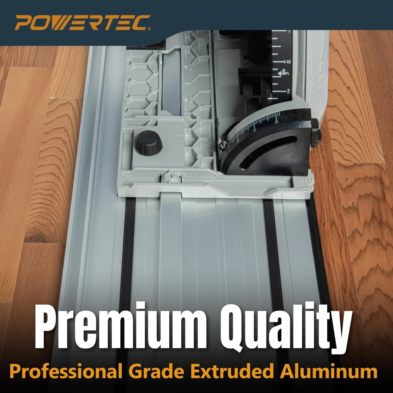 POWERTEC 110" Track Saw Guide Rail Joining Set for Kreg Track Saws, Include 2x55" Extruded Aluminum Guide Rail, 2 Rail Extension Connectors and Protective Carrying Bag (71992)