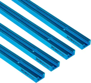 POWERTEC 71373V 48 Inch Double-Cut Profile Universal T-Track with Predrilled Mounting Holes, 4 Pack, T Track for Woodworking Jigs and Fixtures, Drill Press Table, Router Table, Workbench