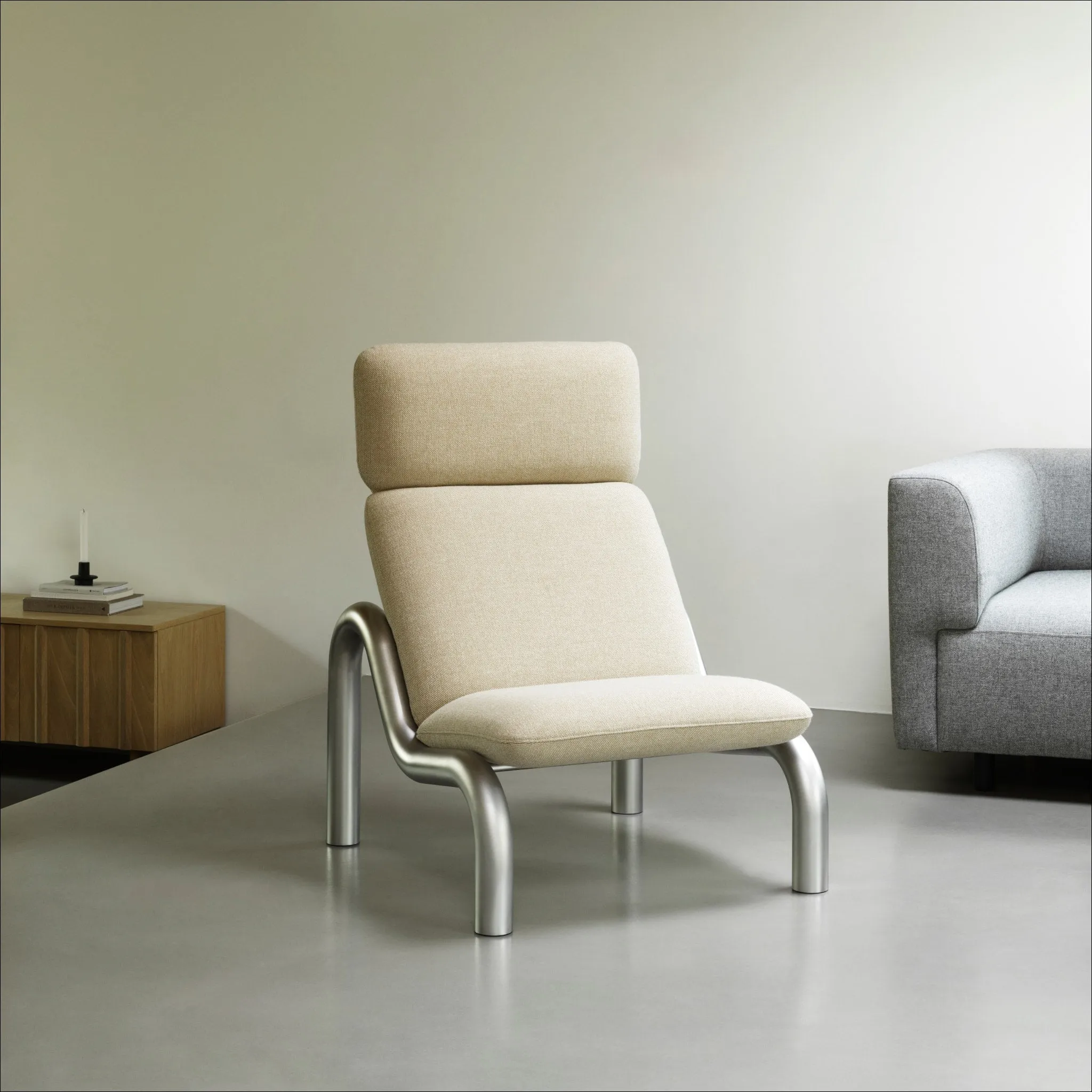 PRE-ORDER │ NORMANN COPENHAGEN Tube Lounge Chair, Stainless Steel/Hallingdal 103