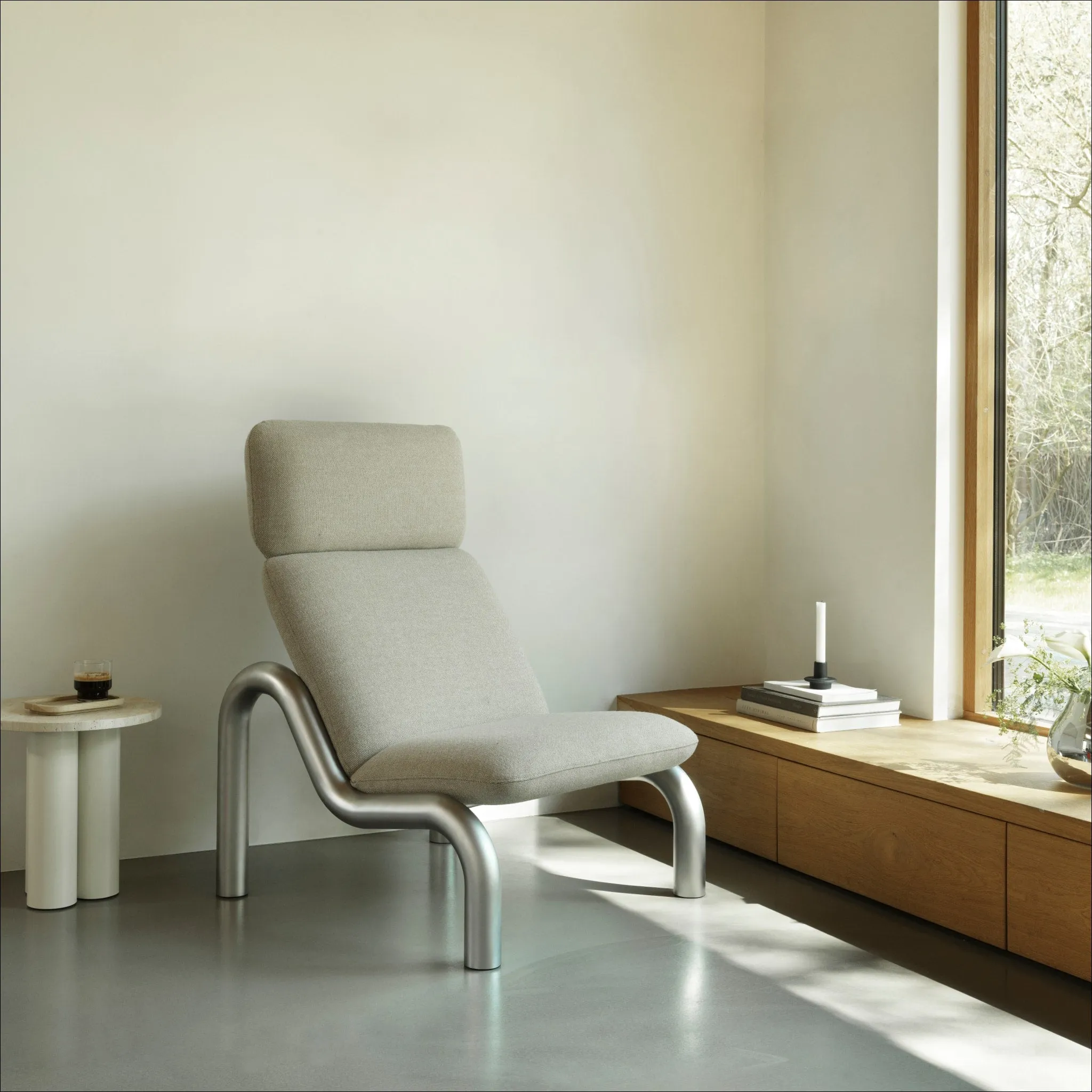 PRE-ORDER │ NORMANN COPENHAGEN Tube Lounge Chair, Stainless Steel/Hallingdal 103