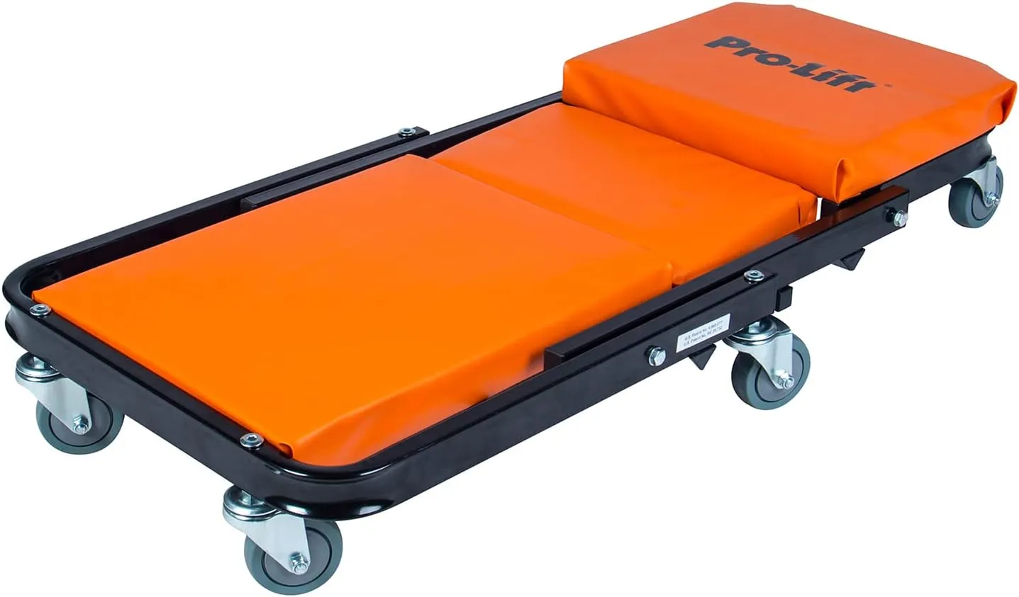 Pro-Lift Foldable Z Creeper - 2-in-1 Rolling Folding Car Creeper & Seat - 40" Adjustable Roller Garage Chair Lay Down or Sit, 450 LBS Capacity Under Car Roller Creeper with 6 Swivel Casters