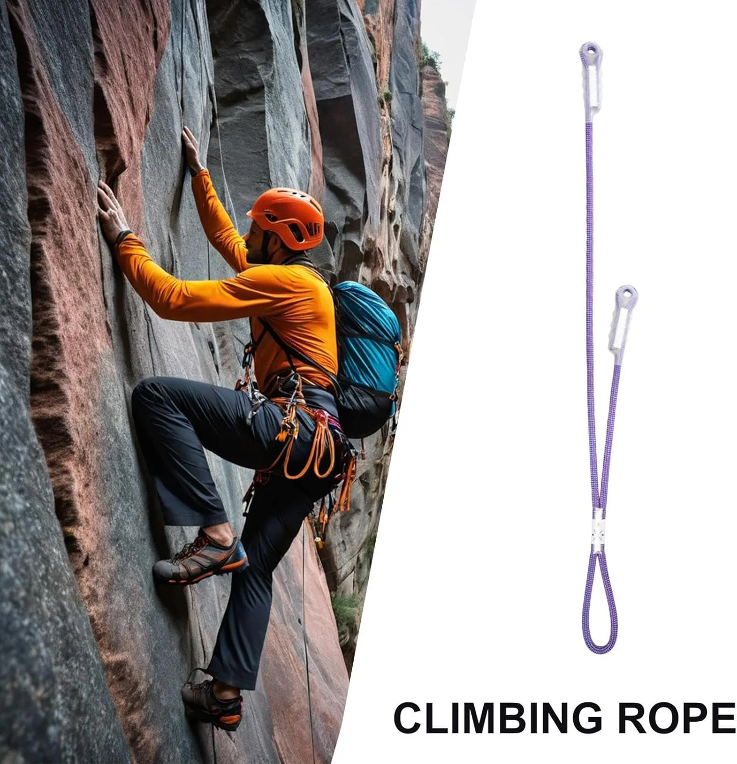 Prusik Cord - Survival para Cord | Prusik Loops Rappelling Rope, 50CM Oxtail Outdoor Rock Climbing Rope, Friction Resistant Rescue Gear for Protection, Mountaineering Ascents, High-Altitude Work