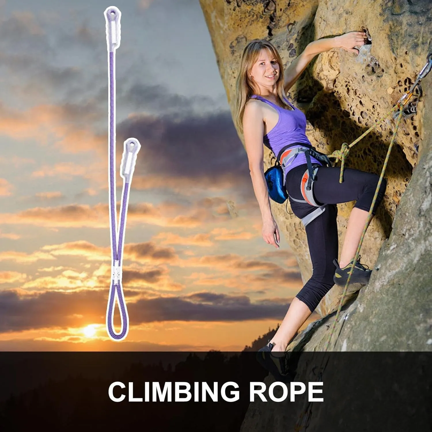 Prusik Cord - Survival para Cord | Prusik Loops Rappelling Rope, 50CM Oxtail Outdoor Rock Climbing Rope, Friction Resistant Rescue Gear for Protection, Mountaineering Ascents, High-Altitude Work