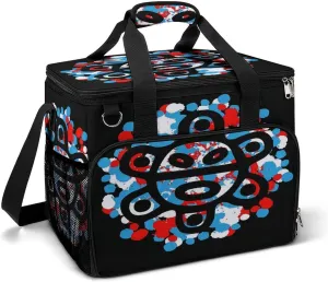 Puerto Rico Sol Taino Flag Cooler Bag, Collapsible Soft Sided Cooler, Large Leakproof Camping Cooler, Portable Travel Cooler for Camping, Road Trips