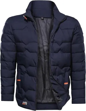 Puffer Jacket for Men Winter Warm Lightweight Coat Full Zip Water Repellent Windproof Insulated Hiking Travel Jacket