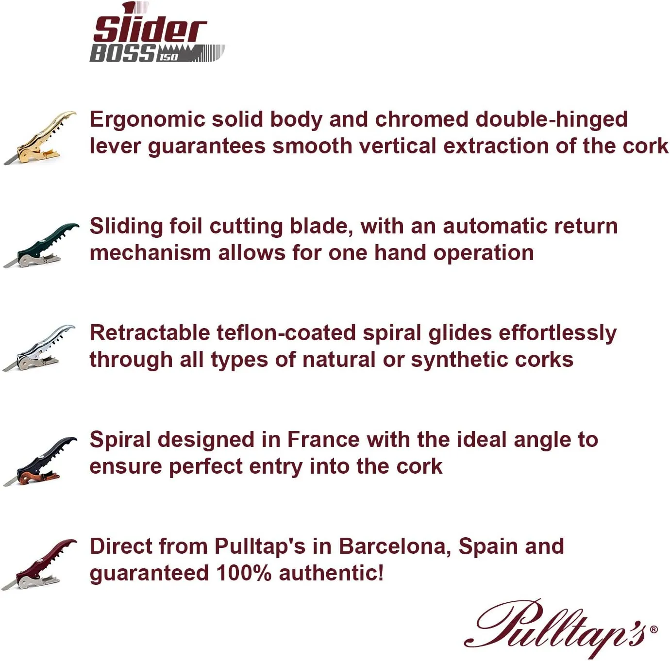 Pulltap's Genuine Slider Boss 150 Wine Key Corkscrew (Violeta - Violet)