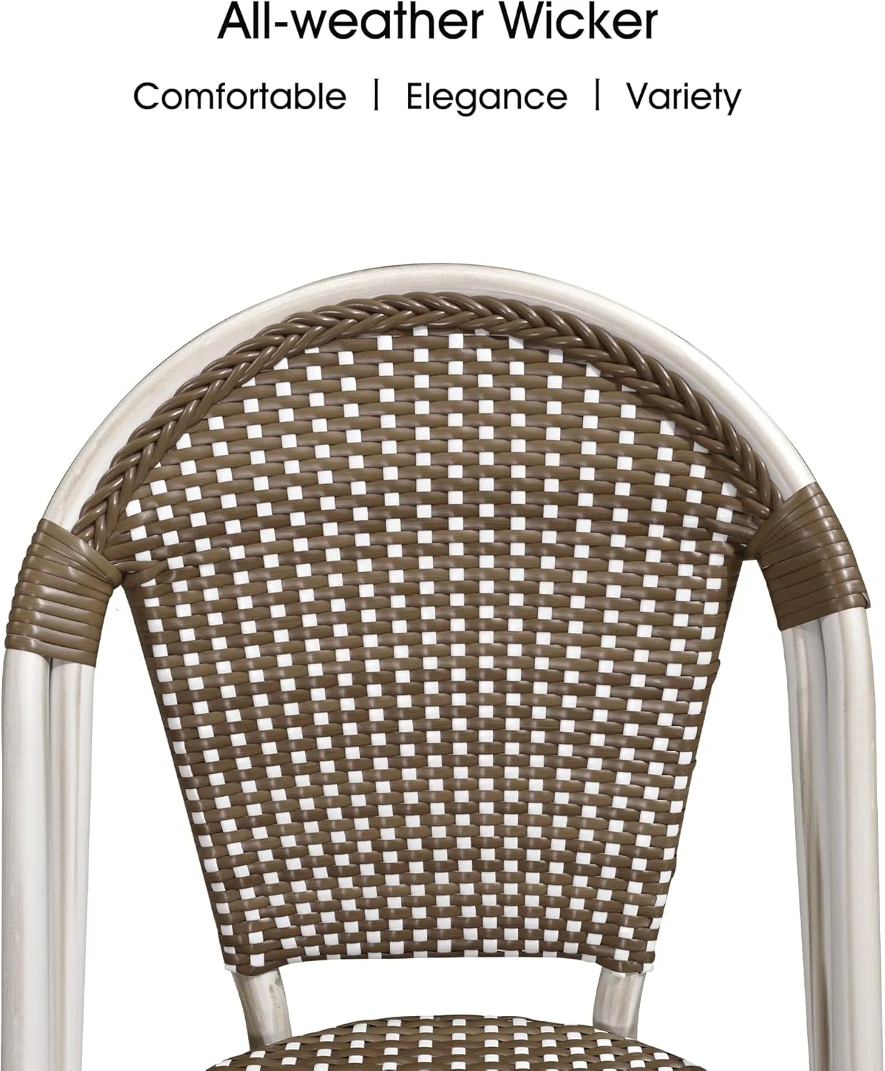 PURPLE LEAF Outdoor Dining Chair Set of 4 Hand-Woven Aluminum Wicker Rattan Chairs for Garden Kitchen Backyard Porch White Print Finish Patio Chairs Brown French Bistro Chairs