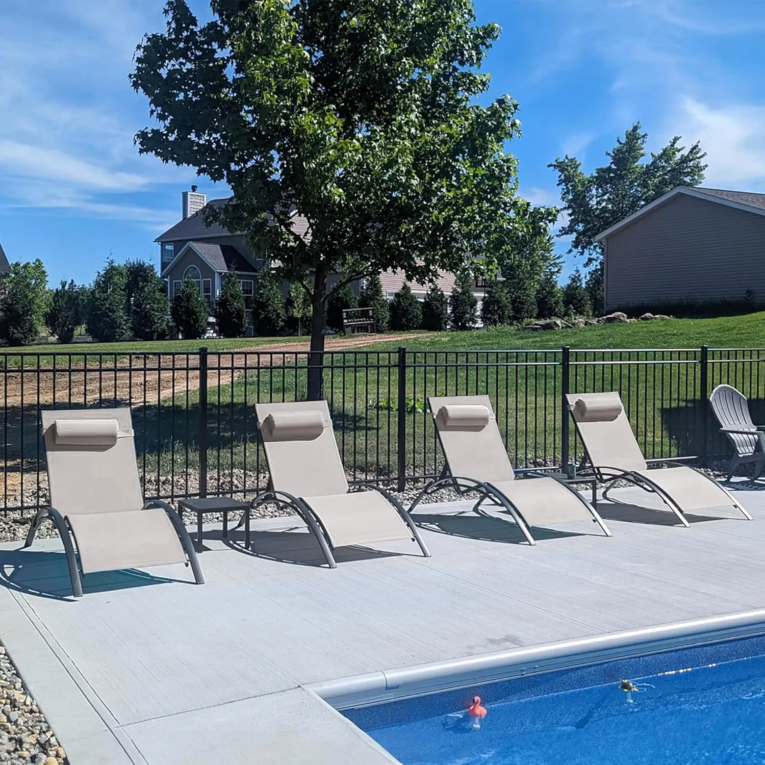 PURPLE LEAF Patio Chaise Lounge Chair Set with 2 Side Table Outdoor Pool Adjustable Recliner Chairs for Outside Beach Poolside Sunbathing Tanning Lounger