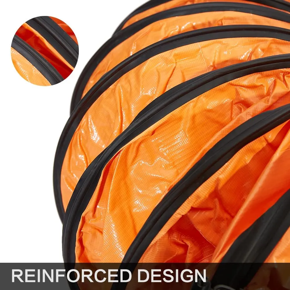PVC Flexible Duct Hose, HVAC Duct Hosing Flame Retardant for Ventilator Utility Blower Fan with Adjustable Rope and D-Ring, Easy Storage (16inx25ft)