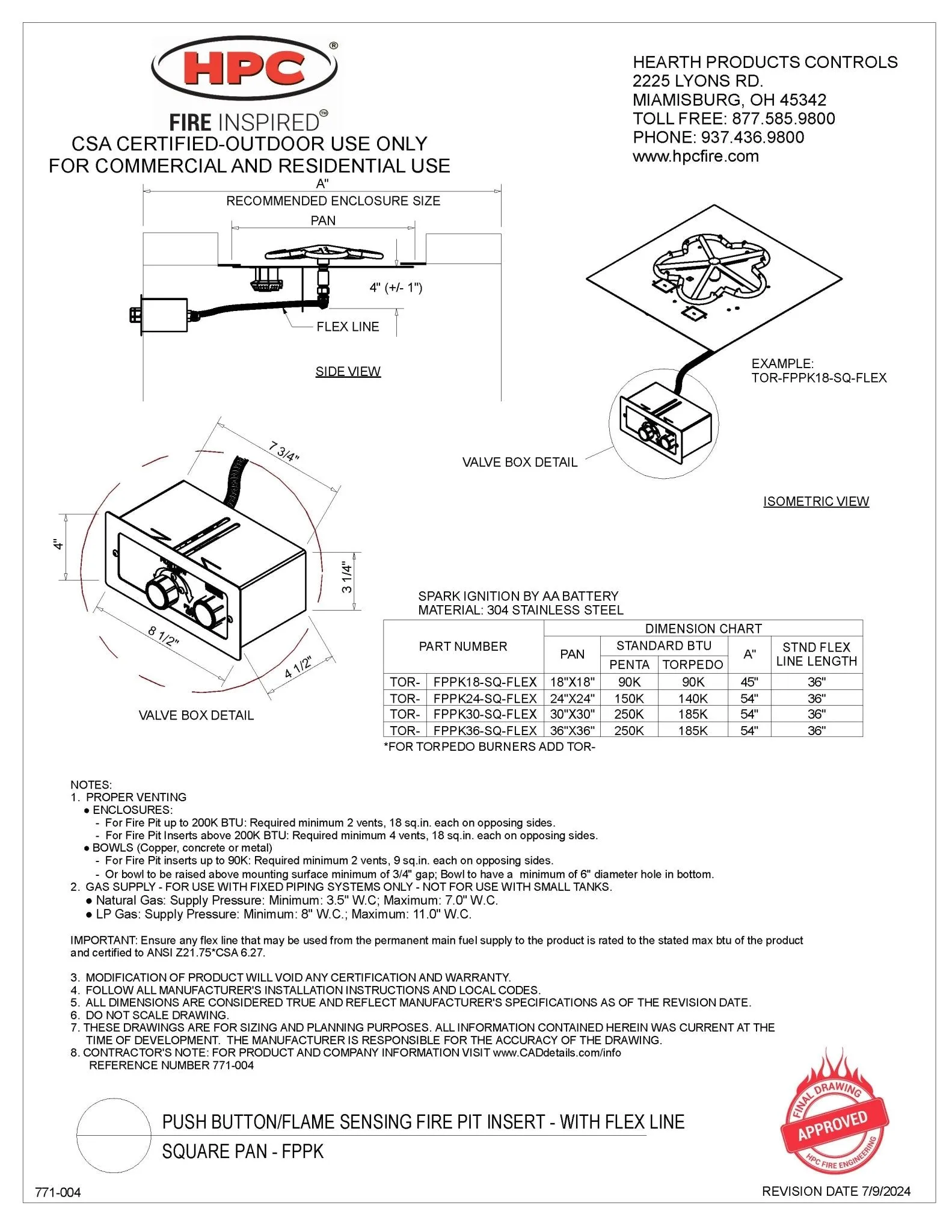 Quad Bar Fire Table (Tabletop) - Aluminum