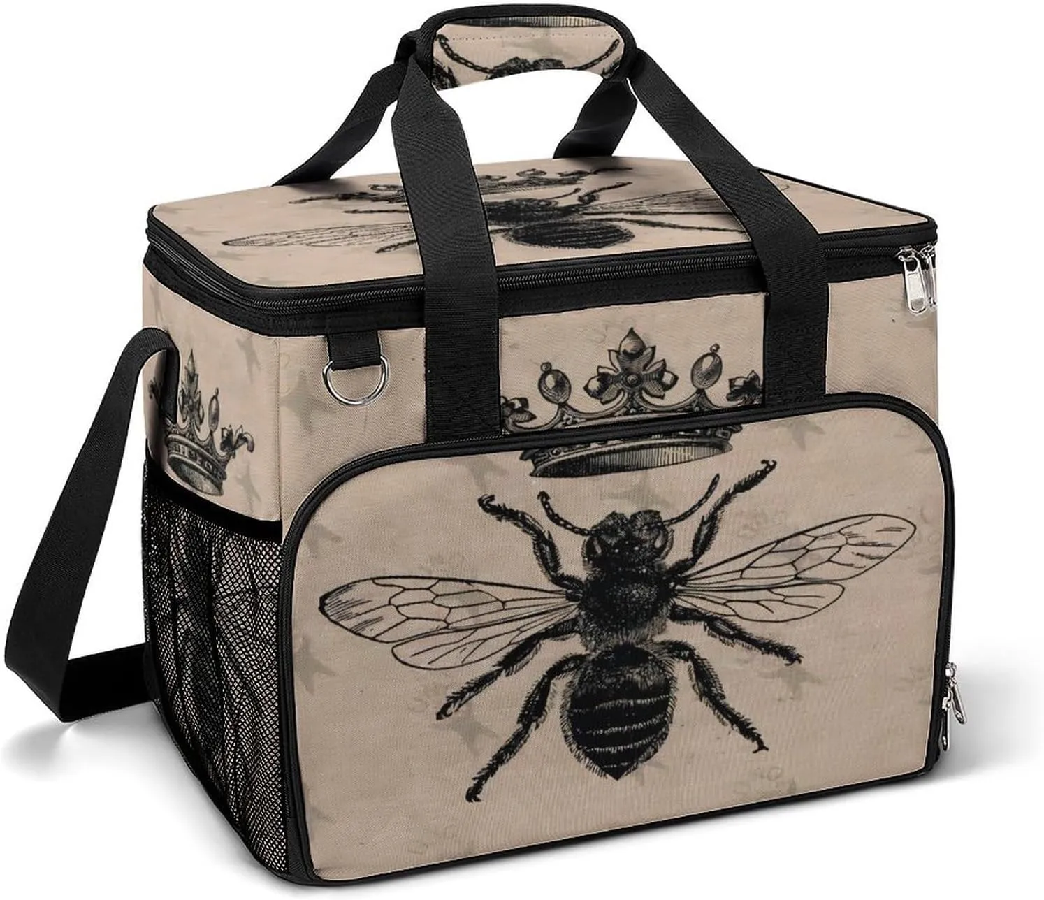 Queen Bee with Crown Cooler Bag, Collapsible Soft Sided Cooler, Large Leakproof Camping Cooler, Portable Travel Cooler for Camping, Road Trips