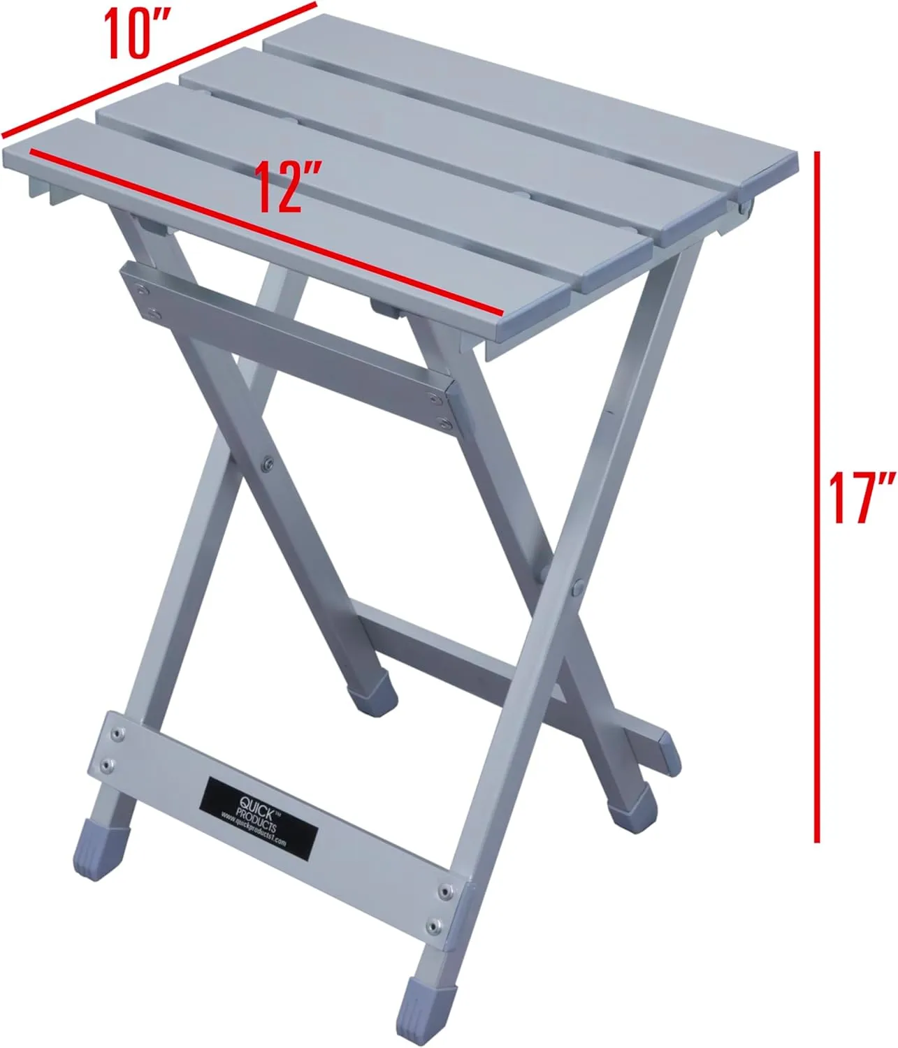 Quick Products QP-AFT91216 Aluminum Folding Side Table for RV's, Campsites and Indoor/Outdoor Use - 9.5" x 12" Tabletop with 16.5" Standing Height