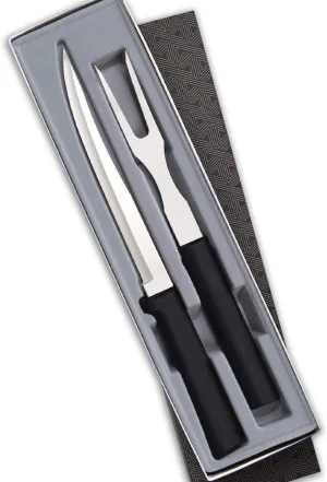 Rada Cutlery 2-Piece Carving Knife & Fork Gift Set, Black Handle