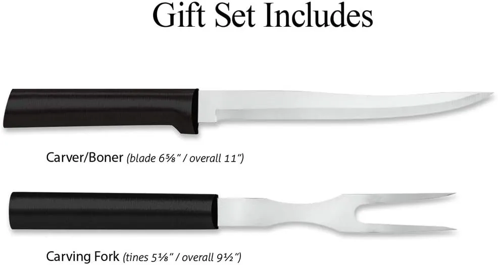 Rada Cutlery 2-Piece Carving Knife & Fork Gift Set, Black Handle